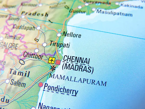 Map of Chennai,India.