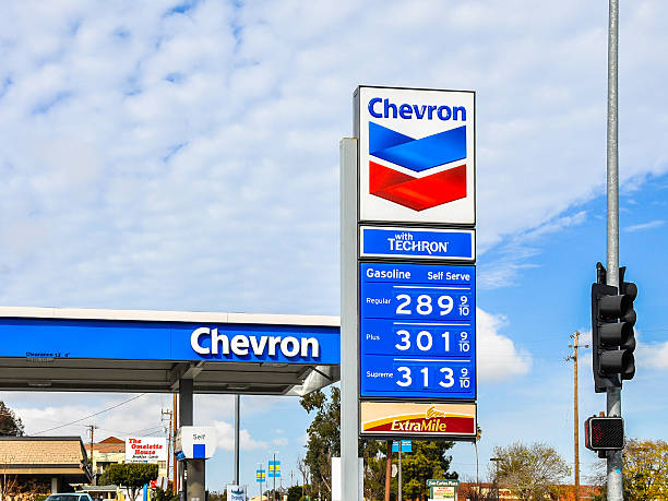 Chevron Gas Station, San Carlos, CA stock photo