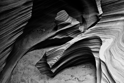Abstract nature of Upper Antelope Canyon. The canyon is part of a series of slot canyons on Navajo land in Arizona, USA.