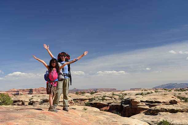 istock Mother And Daughter With Backpacks Celebrating 504242350