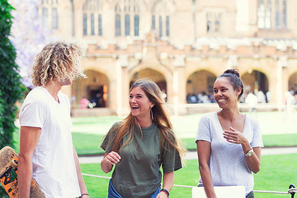 Happy Australian students stock photo