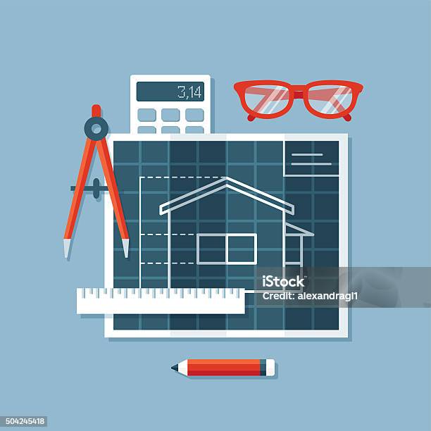 Construction Blueprint Math Construction Blueprints Engineers Compass Or Divider Ruler Calculator ...