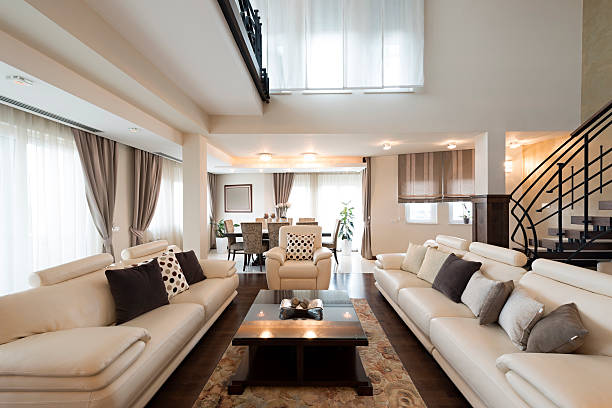 istock Luxury furnished living room interior 504248272
