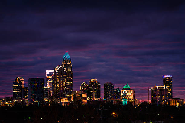 Winter Sunset In Charlotte, North Carolina stock photo