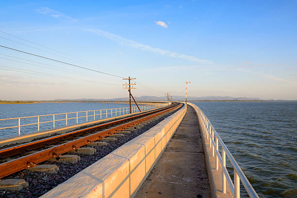istock railway or railroad along the lake 504250242