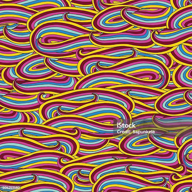 Psychedelic Geometric Pattern With Doodle Waves Stock Illustration ...