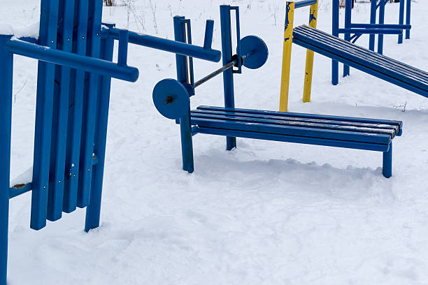 istock Old Soviet Style Outdoor Gym in Snow 504254876