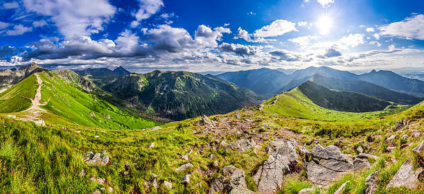 istock Panorama of Tatra Mountains peaks in sunny day 504256556