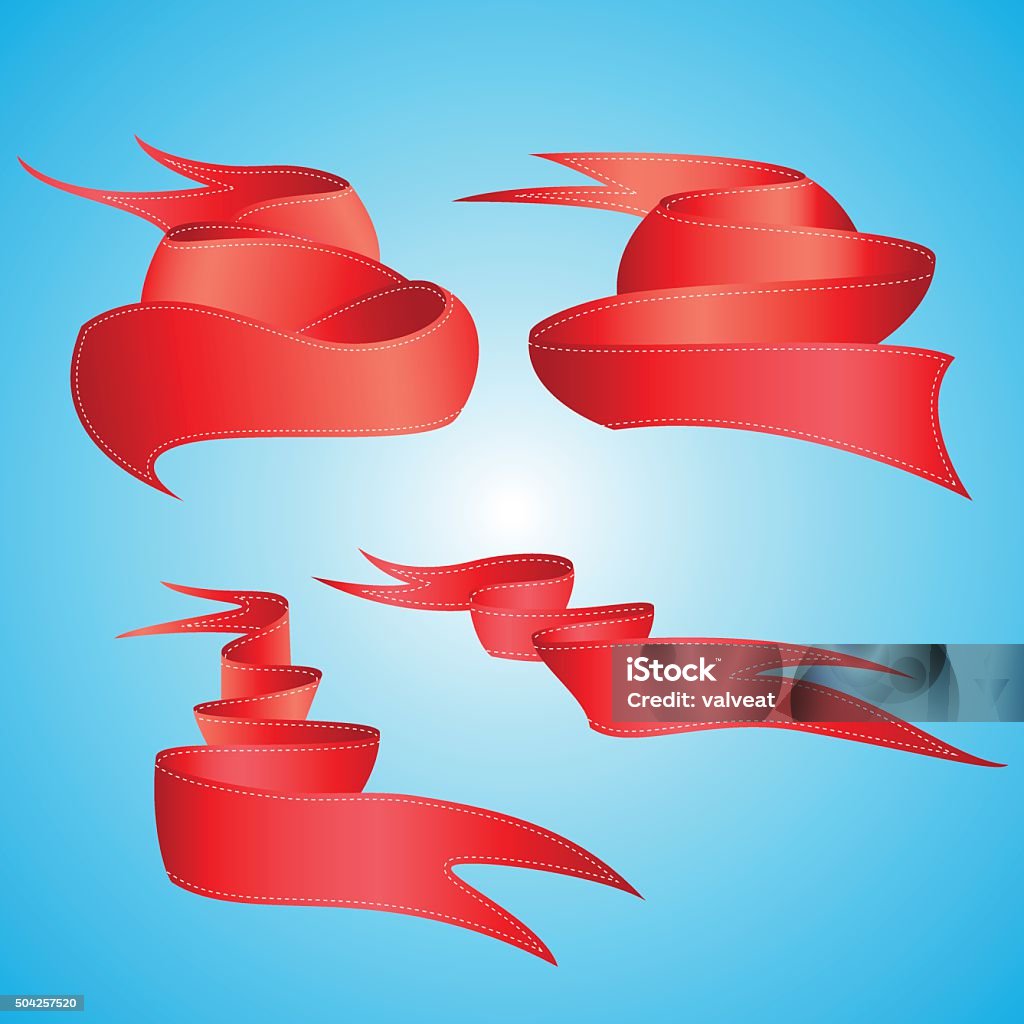 Red Ribbin Vector Red Ribbon Vector Set Stock Illustration - Download Image Now ...