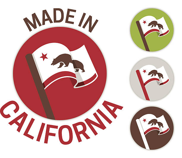Made in California Made in California concept illustration. EPS 10 file. Transparency effects used on highlight elements. san francisco flag stock illustrations
