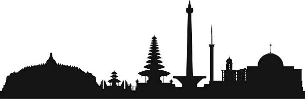 Vector illustration of Indonesia (Complete, Detailed, Moveable Buildings)