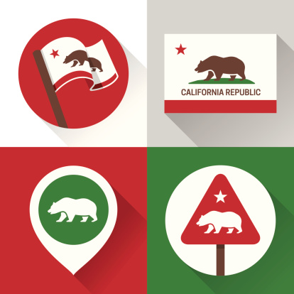 California icons and symbols collection. EPS 10 file. Transparency effects used on highlight elements.