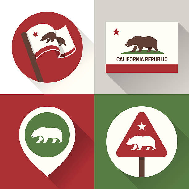 California Icons and Symbols California icons and symbols collection. EPS 10 file. Transparency effects used on highlight elements. bear icons stock illustrations