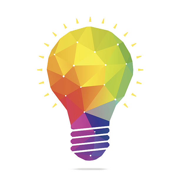 Abstract Idea Light bulb polygonal geometric figure. electric lamp illustrations stock illustrations
