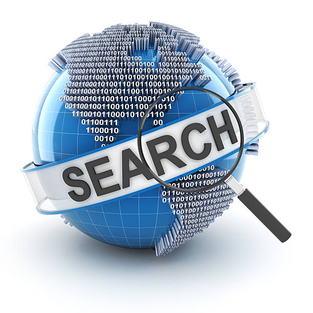 istock Search symbol with digital globe and magnifying glass, 3d render 504264559