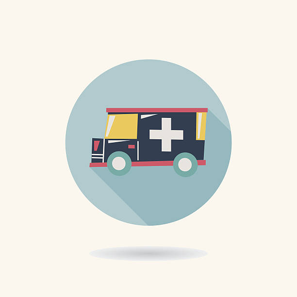 구급차 평편 걸리죠 shadow 아이콘크기 - ambulance mini van speed emergency sign stock illustrations