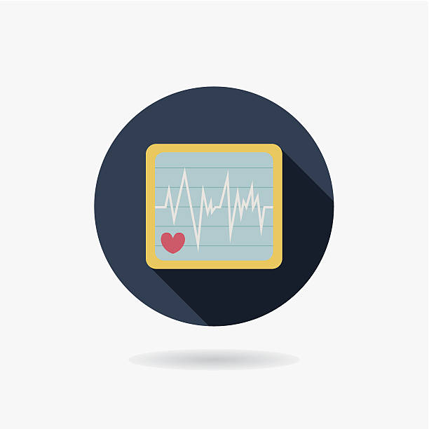 ecg フラットスタイルのアイコンの長い影付き - pulse trace surveillance machine healthcare and medicine点のイラスト素材／クリップアート素材／マンガ素材／アイコン素材