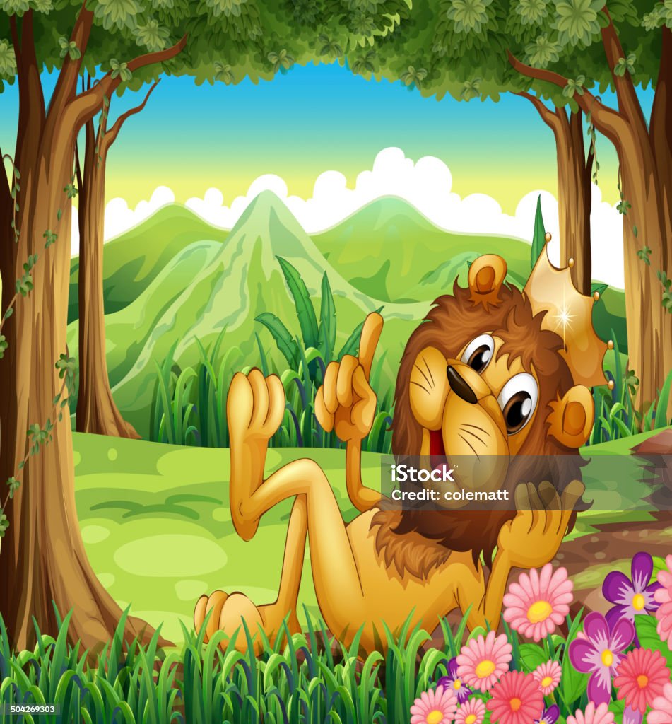 King Lion At The Forest Stock Illustration - Download Image Now - Animal,  Blue, Branch - Plant Part - iStock