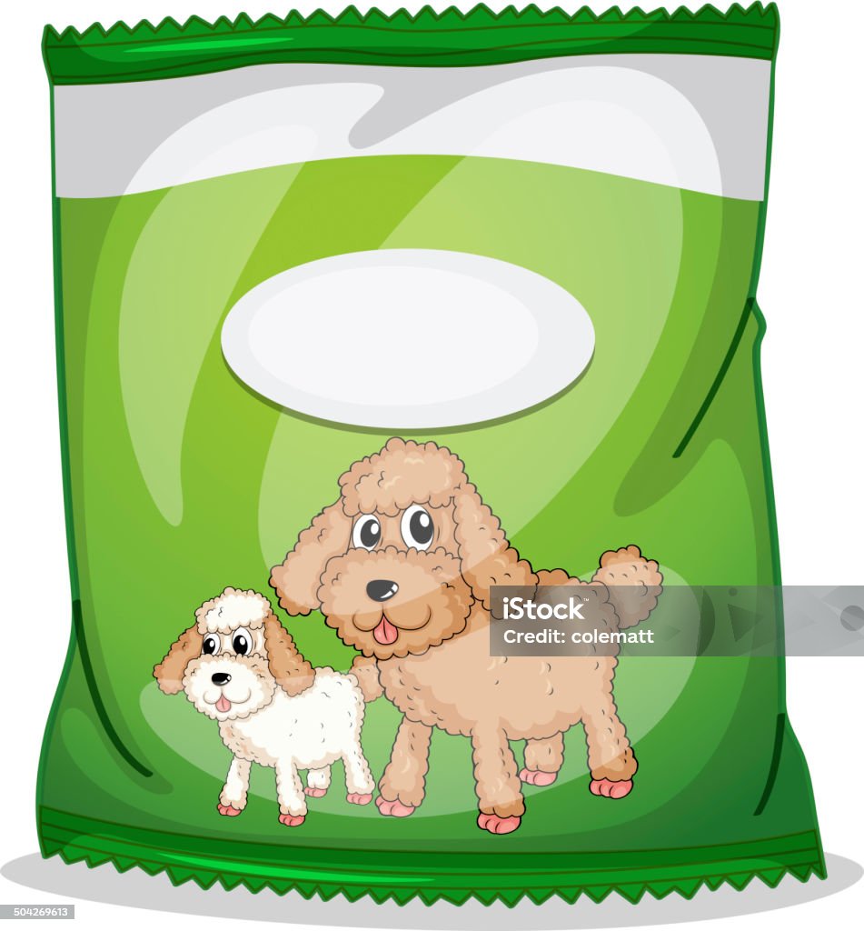 Green dogfood bolsa com um vazio label - Vetor de Alimentar royalty-free