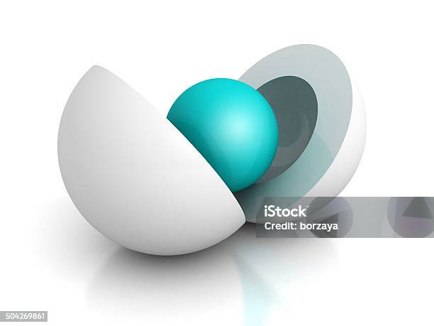 Abstract Business Concept Blue Center Sphere Stock Photo - Download Image Now - Cross Section, Sphere, Icon Symbol