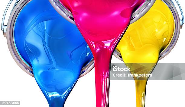 Cmyk Concept Stock Photo - Download Image Now - Paint Can, Spilling, Printmaking Technique