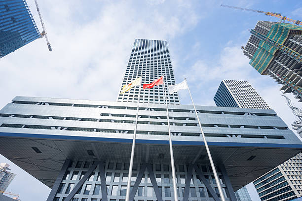 istock facade of modern building in blue sky 504270846