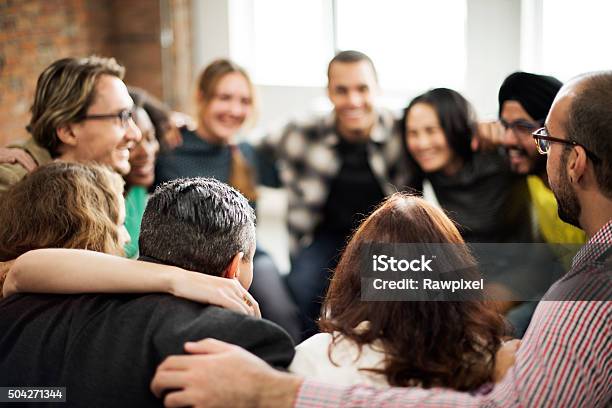 Team Huddle Harmony Togetherness Happiness Concept Stock Photo - Download Image Now - Group Of People, Fun, Teamwork