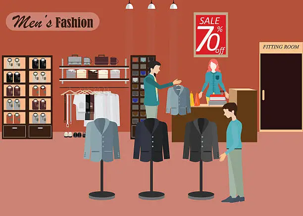 Vector illustration of Clothing store for men2.