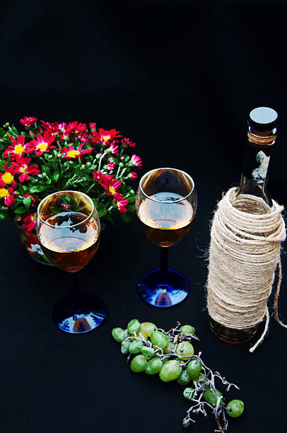 istock The still life with white wine in glass bottle 504274560