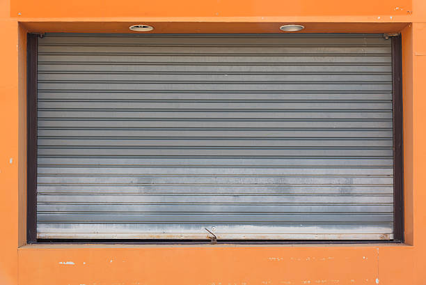 istock corrugated metal sheet window installed at small shop 504277816