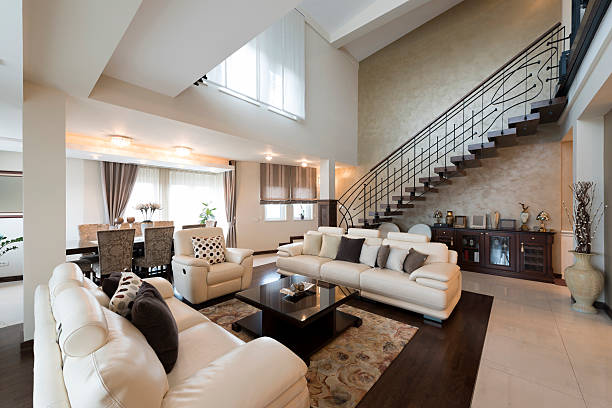 istock Luxury multilevel living room interior 504278288