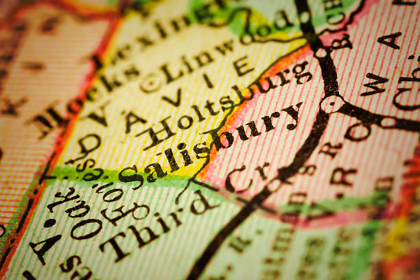 istock Salisbury, North Carolina on an Antique map 504278896