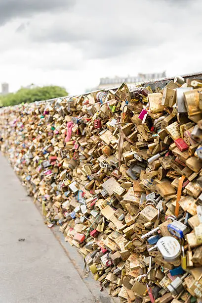 Love locks on a bridge in Paris