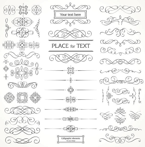 ilustrações de stock, clip art, desenhos animados e ícones de elementos de design - victorian style banner angle swirl