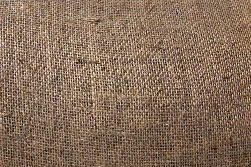 The texture of burlap, background, full frame