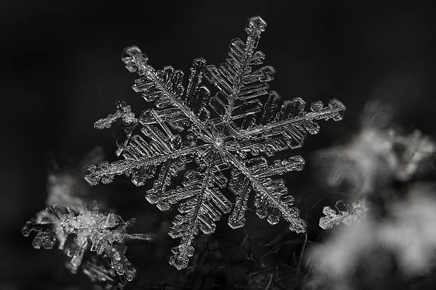 Extreme magnification - Real snowflake stock photo