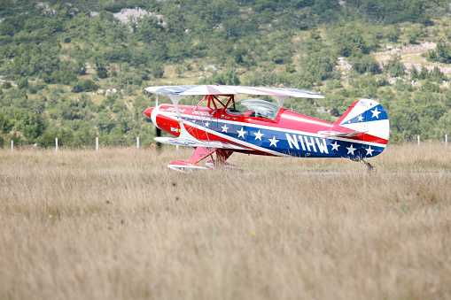 Rijeka, Сroatia - July 6, 2008: Pitts aerobatic plane ready to take off from the airport Grobnik.