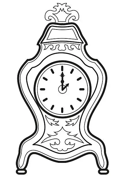 Vector illustration of Mantel clock isolated on white background