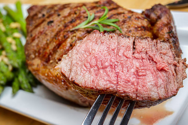 istock Big Rib Eye Beef Steak With Bite Cut Out 504286701