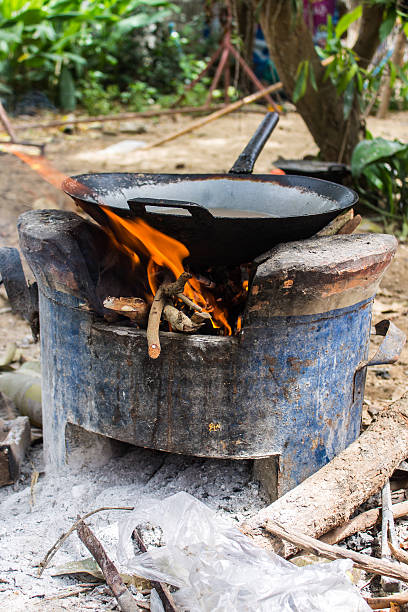 istock Old pan and craft for steam cooking on stove 504286705