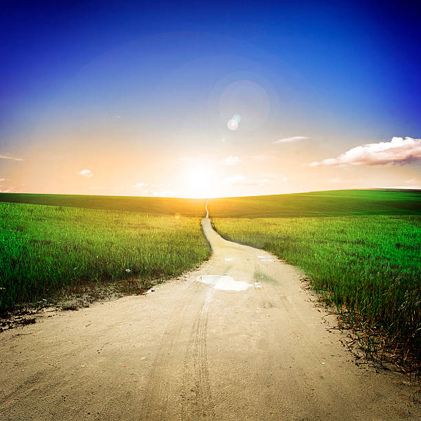 istock sunset green field and road 504286911