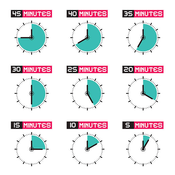 시계 직면한 시간 표시 아이콘 세트 - 10 seconds or greater stock illustrations