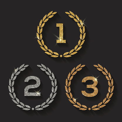 Vector illustration of awards glitter golden emblems