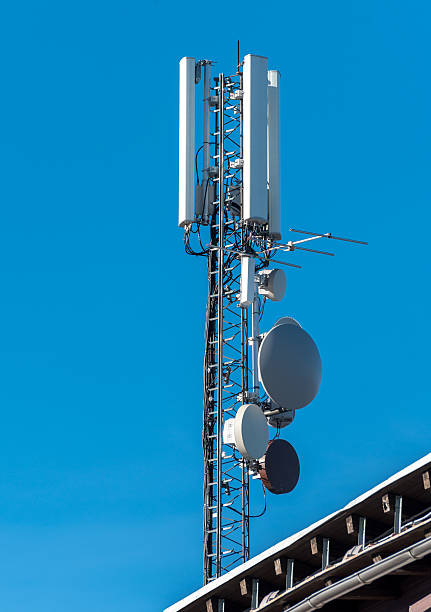 GSM radio satellite antenna on a mountain house