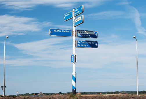 Signpost in the middle of Texel island, Netherlands