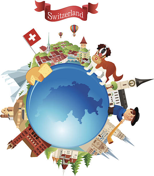 ilustrações de stock, clip art, desenhos animados e ícones de suíça viagens símbolos - swiss francs illustrations