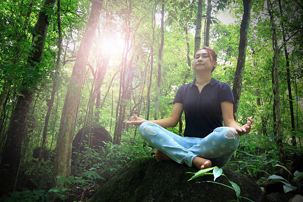 istock Young woman doing exercise yoga 504288639
