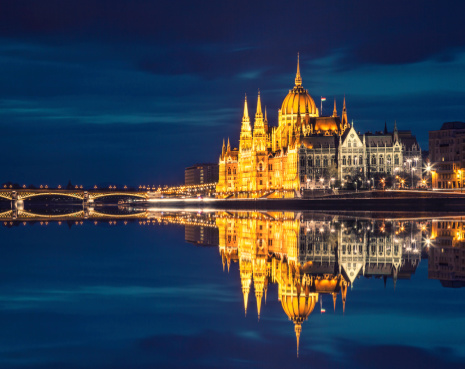 The Hungarian parliament in morning light.