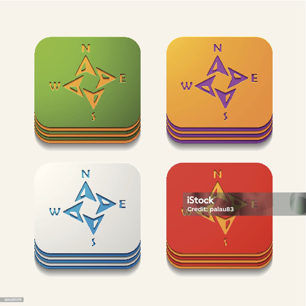 Button Compass Drawing Square Button Compass Stock Illustration - Download Image Now - Azimuth ...