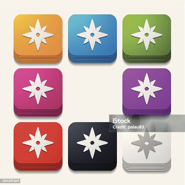 Compass Uibutton Square Button Compass Stock Illustration - Download Image Now - Azimuth ...